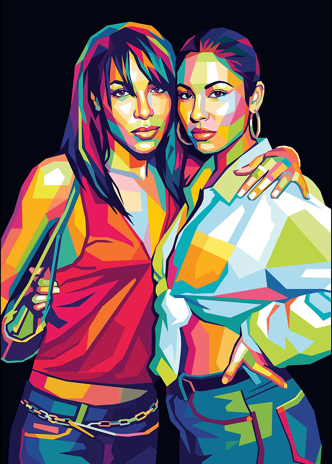 Aaliyah and Selena Pop Art Portrait