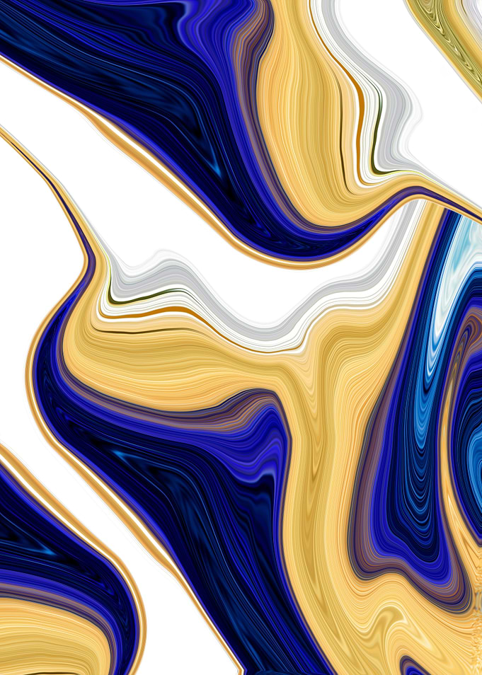 Abstract Blue and Gold Marble Swirl