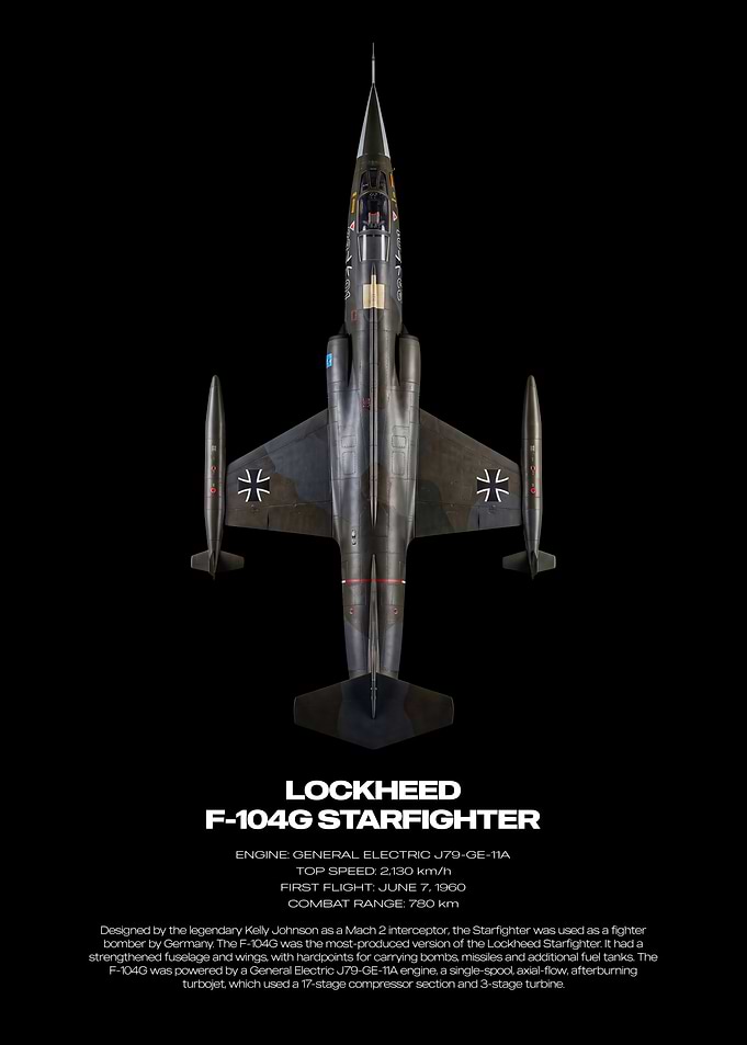 Lockheed F-104G Starfighter Technical Poster