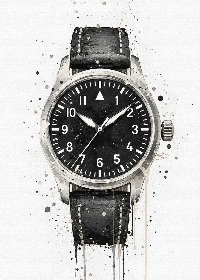 Watercolor Pilot Watch Illustration