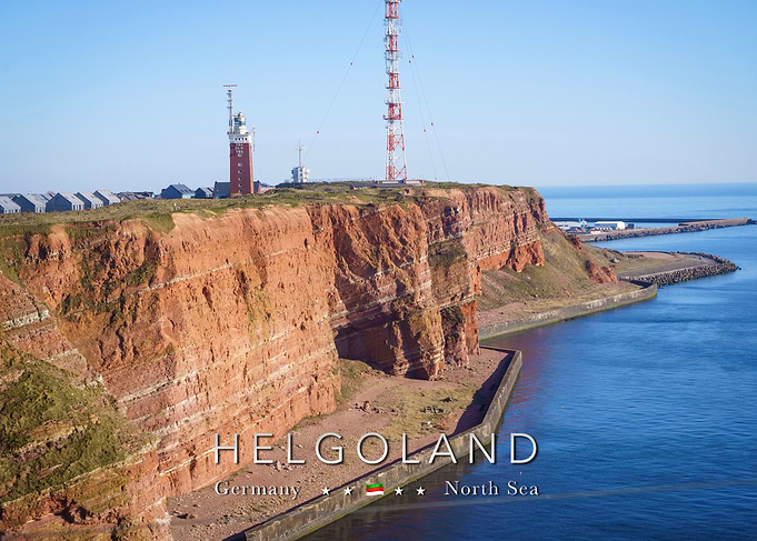 Helgoland Red Cliffs and Lighthouse with view at the North Sea