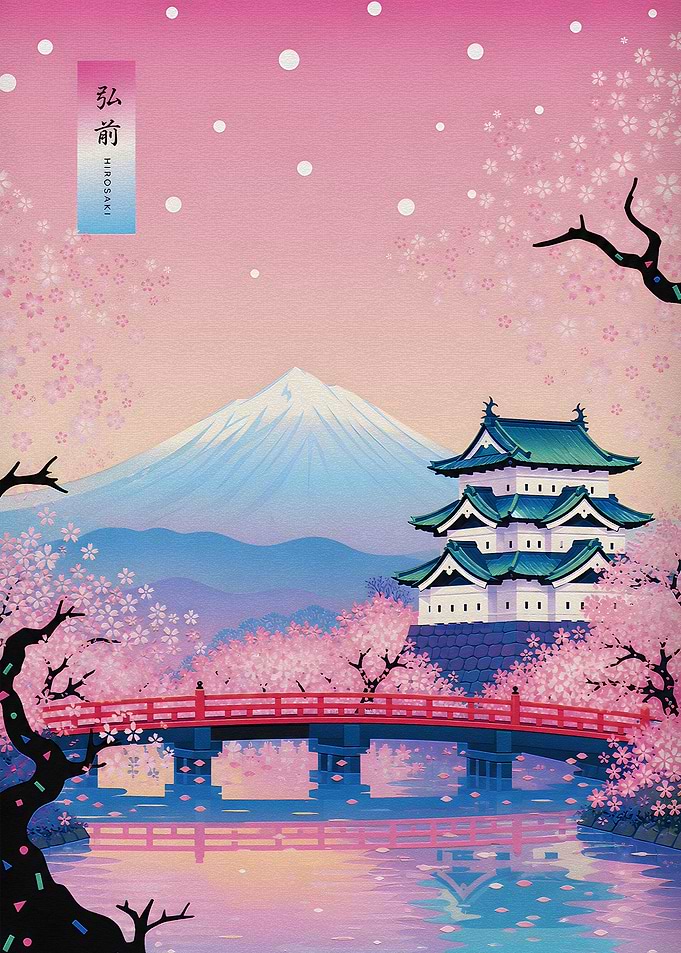 Hirosaki Castle Cherry Blossom Landscape