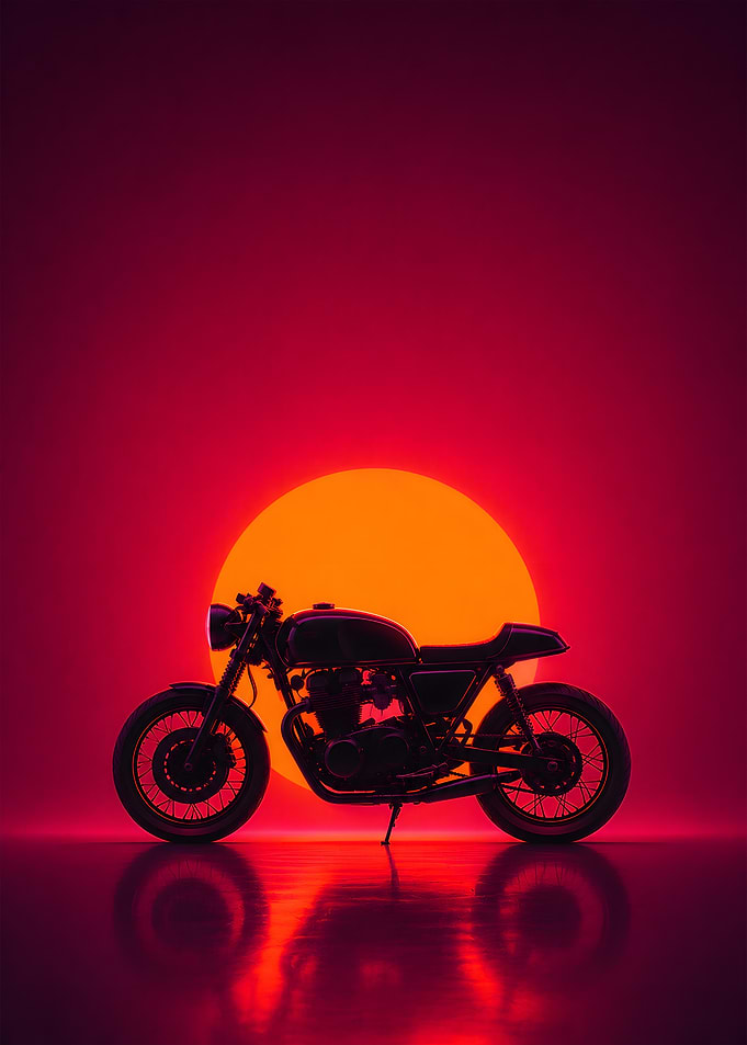 Cafe Racer Sunset Silhouette