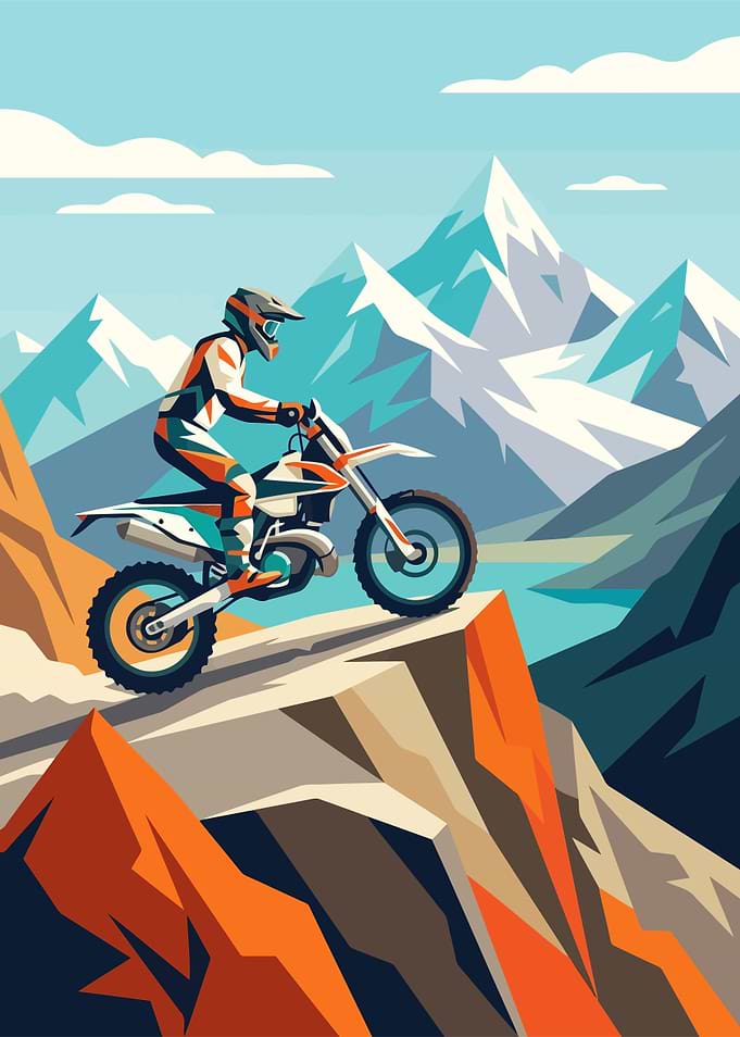 Motocross Rider on Mountain Peak