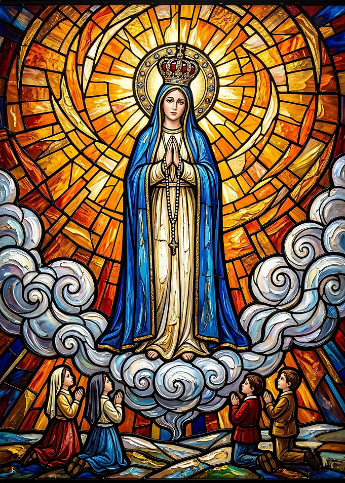 Stained Glass Virgin Mary Apparition