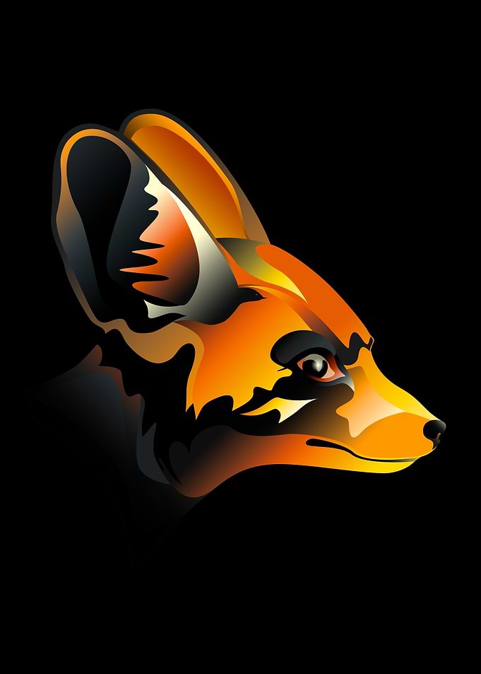 Geometric Fennec Fox Portrait Golden Variant
