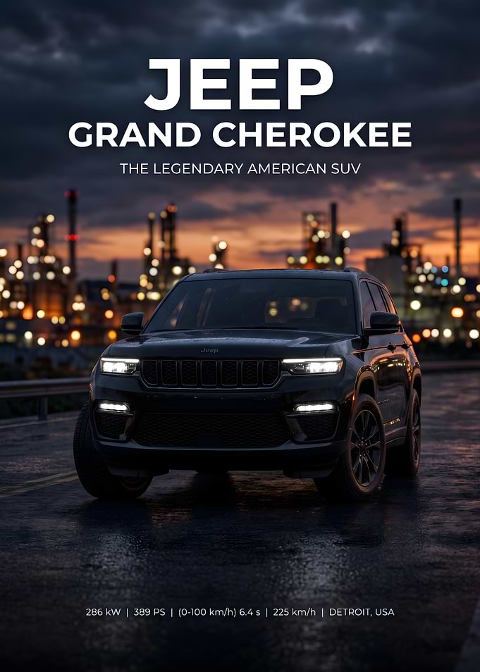 Jeep Grand Cherokee Industrial Sunset Poster