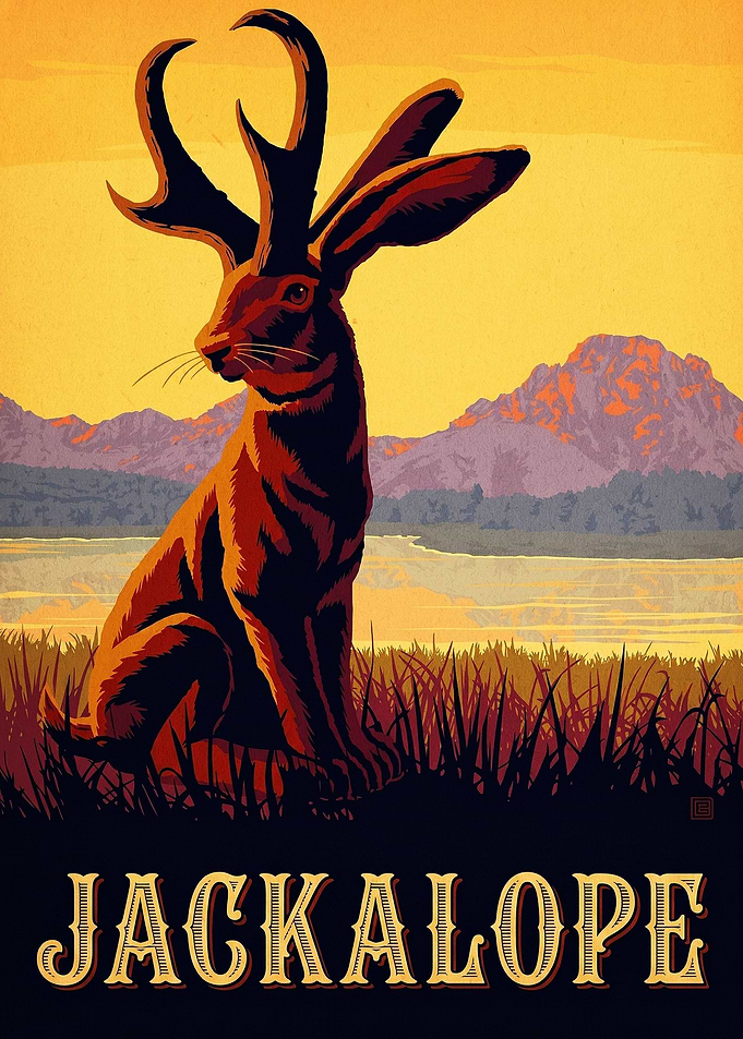 Vintage Style Jackalope Poster