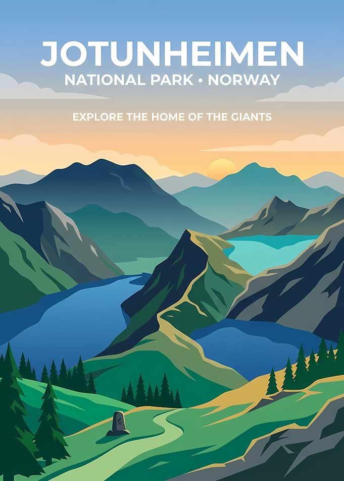 Jotunheimen National Park Norway Travel Poster