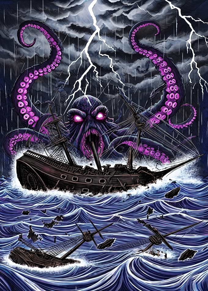 Kraken Attacking a Sailing Ship
