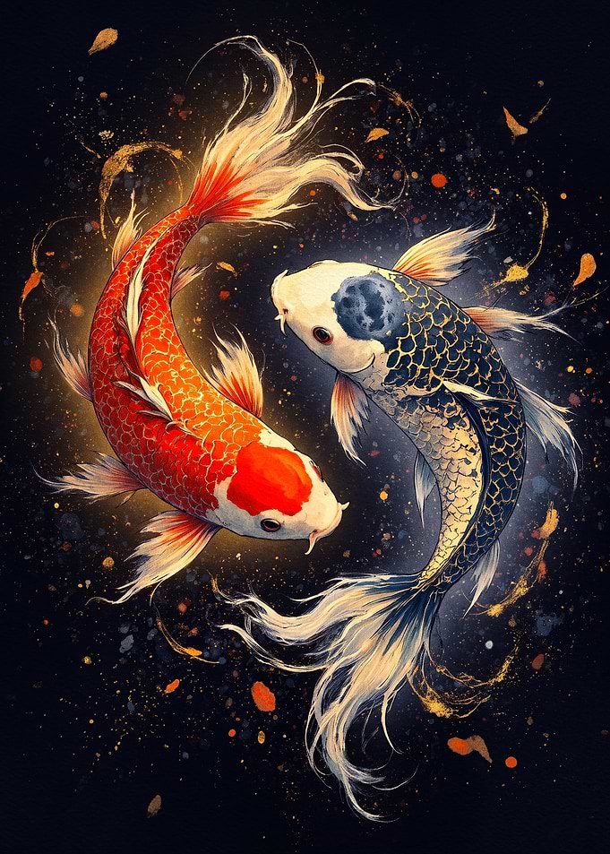 Yin Yang Koi Fish Art
