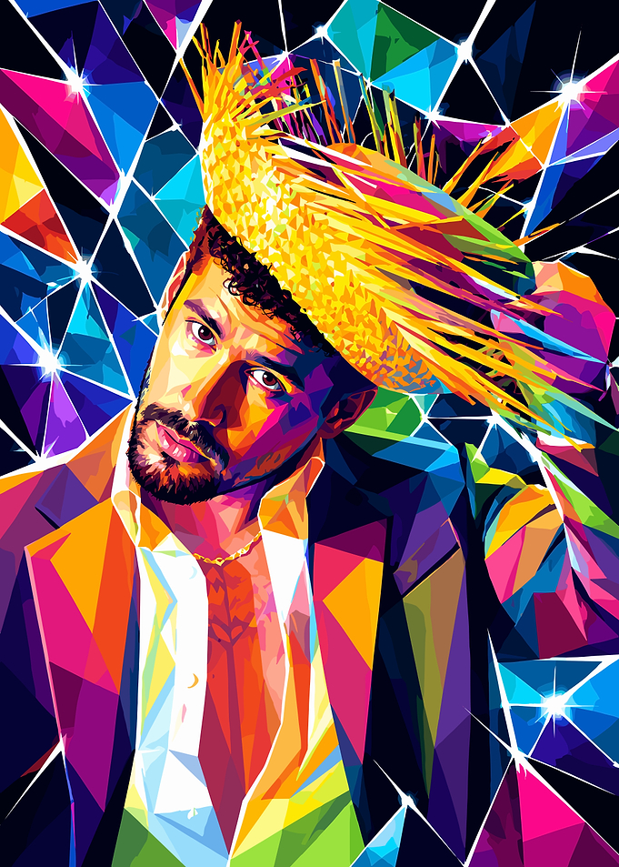 Colorful Pop Art Portrait of Bad Bunny
