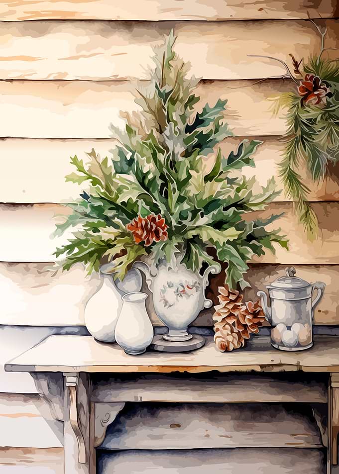 Rustic Holiday Still Life Painting
