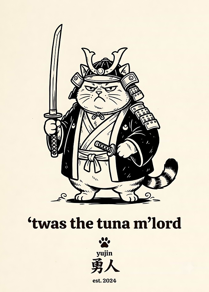 Samurai Cat Warrior Illustration