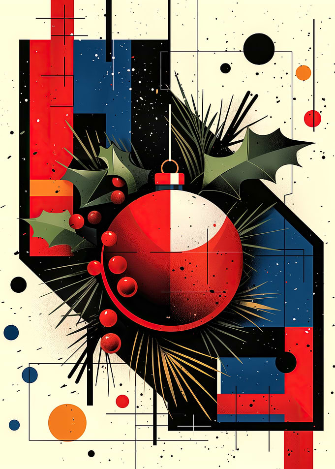Abstract Geometric Christmas Ornament Illustration