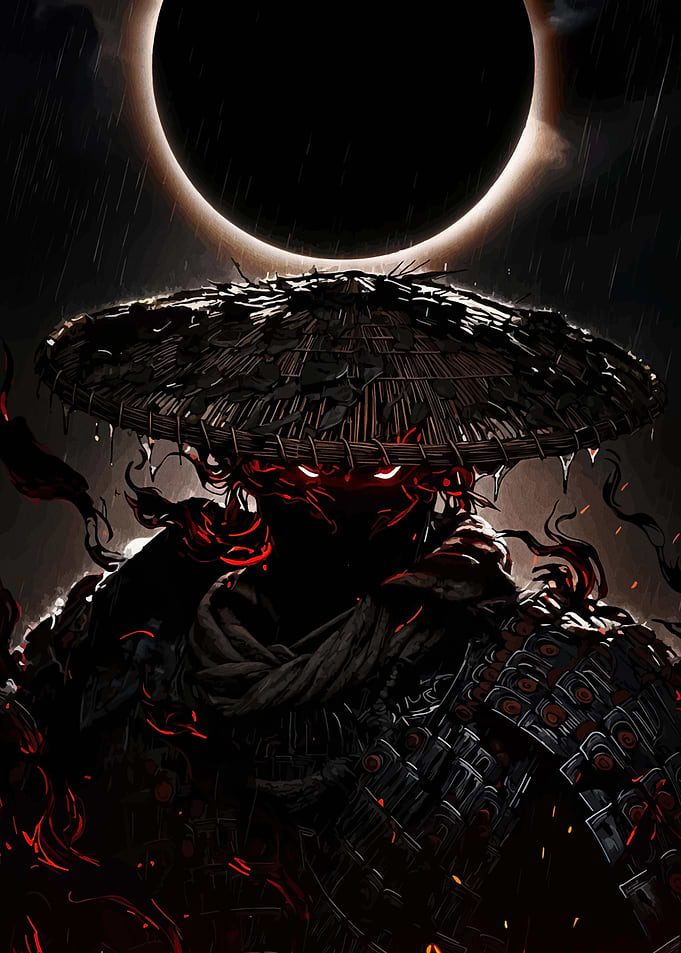 Dark Samurai Under Solar Eclipse