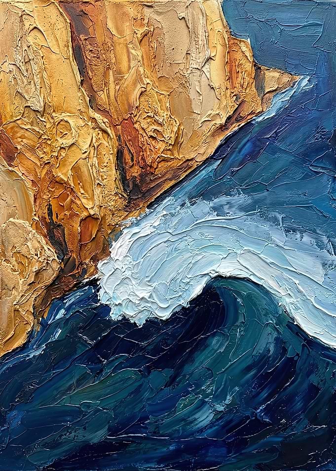 Sandstone Sea Cliff Wave Crest Relief Art
