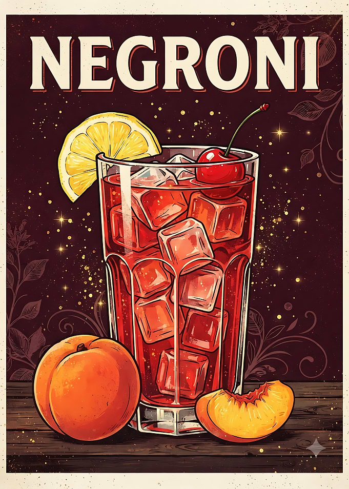 Vintage Negroni Cocktail Poster