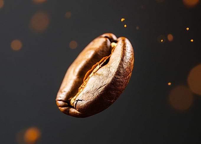 Single Roasted Coffee Bean Floating
