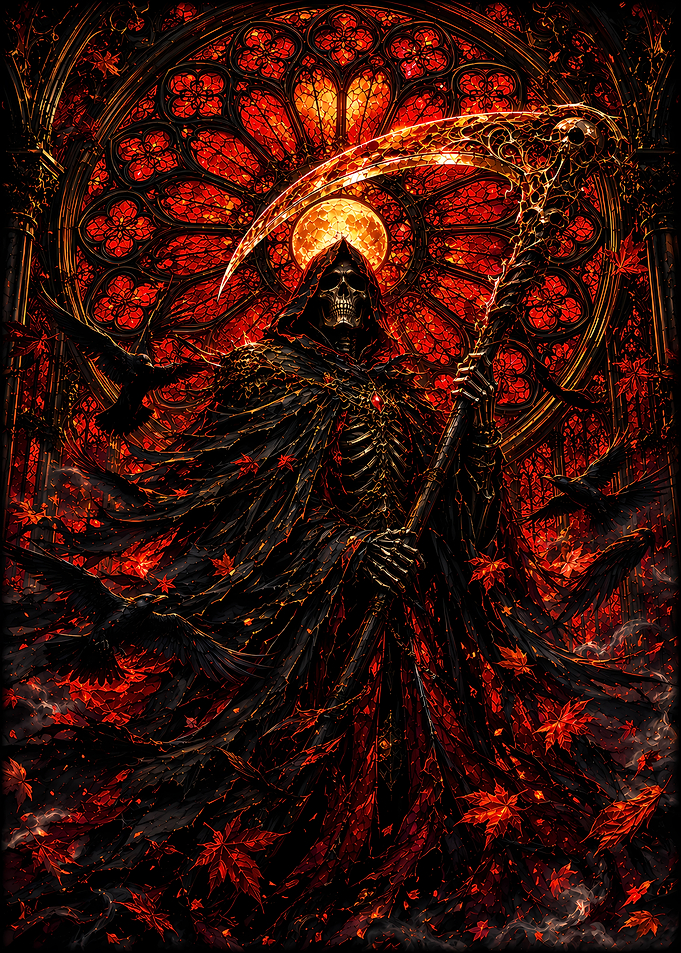 Grim Reaper with Scythe and Ravens