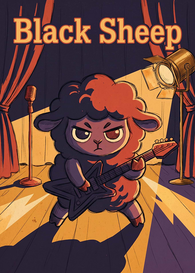 Black Sheep Rock Star Illustration