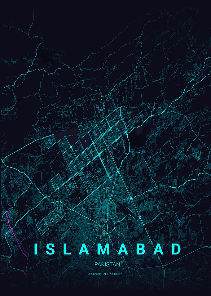 Islamabad City Map Poster