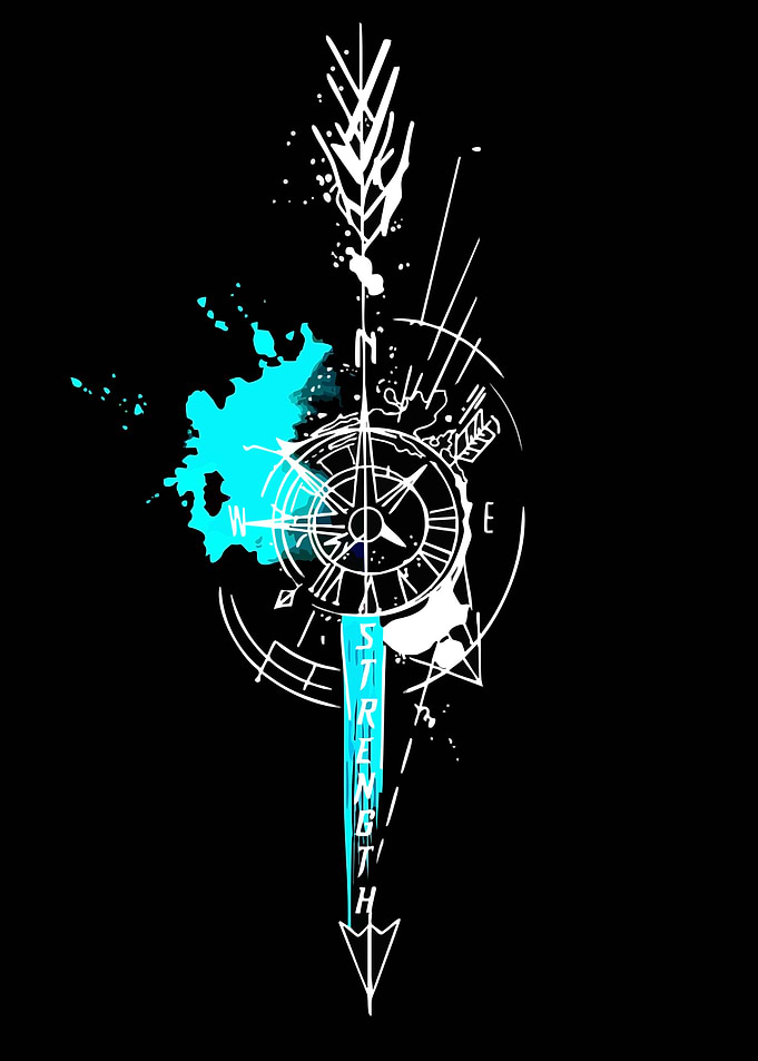Compass and Arrow Strength Tattoo Design