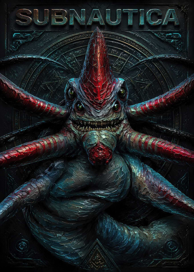 Subnautica Reaper Leviathan Textured Poster