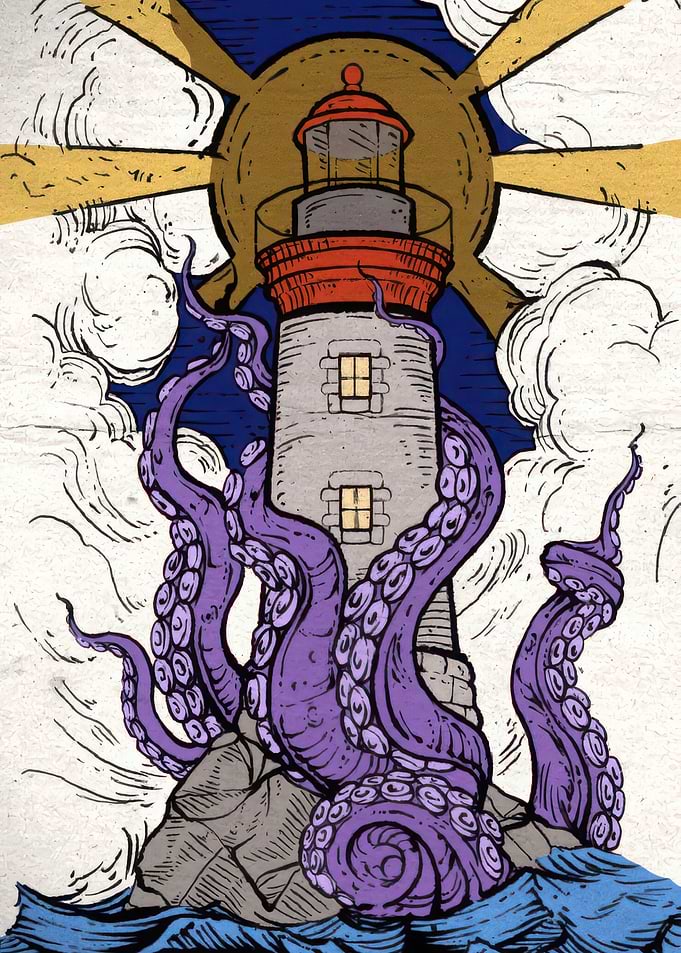 Lighthouse Attacked by Giant Kraken. dredge