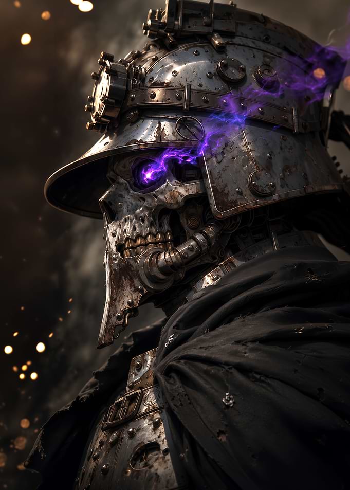 Steampunk Cyborg Skull Warrior
