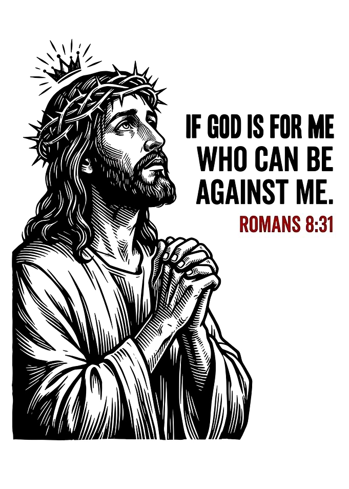 Jesus Praying Romans 8:31 Illustration