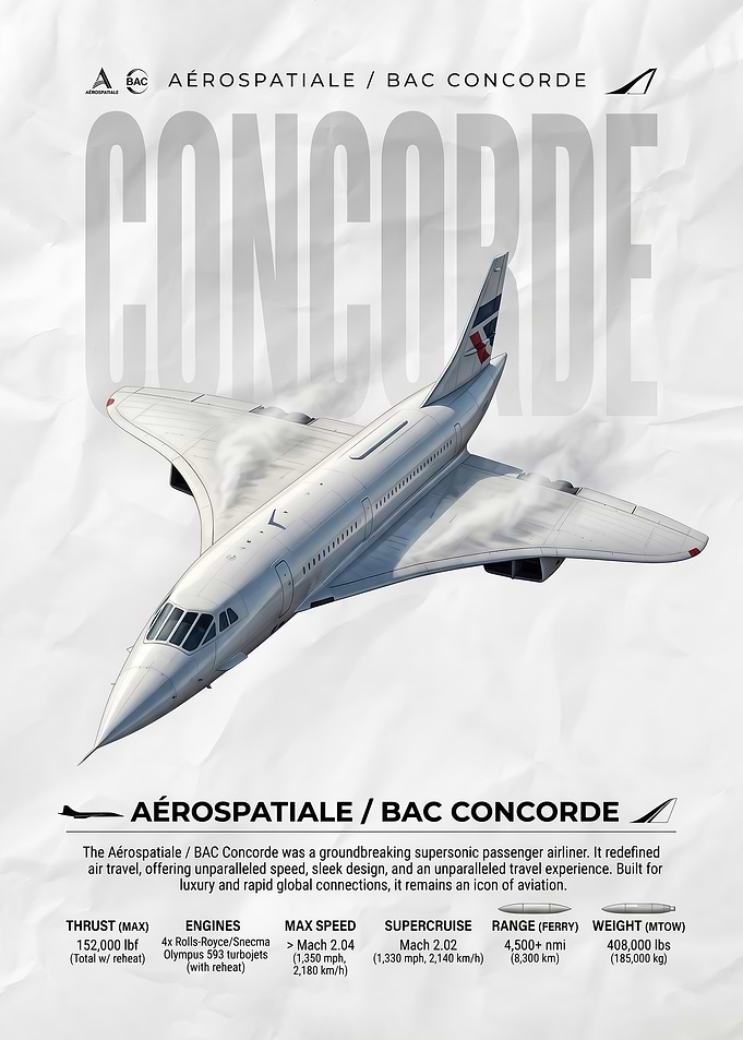Aérospatiale/BAC Concorde Supersonic Airliner Poster