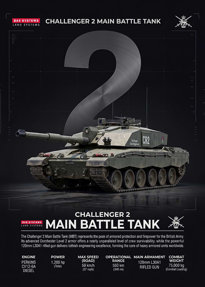 Challenger 2 Main Battle Tank Infographic poster