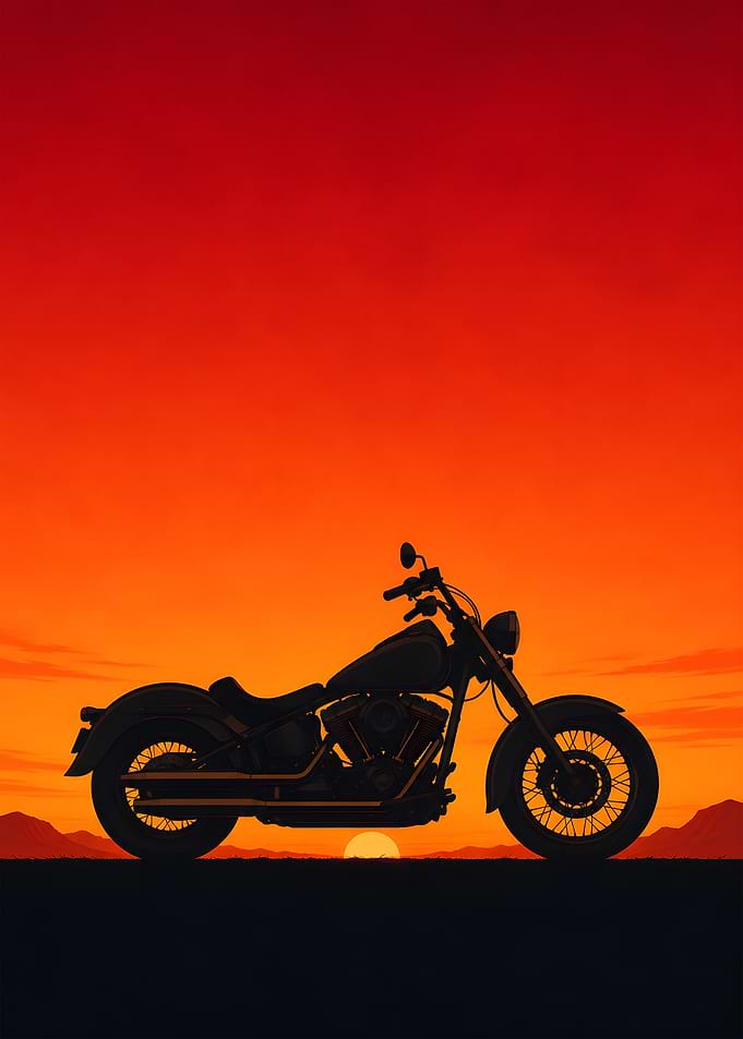Cruiser Bike Sunset Silhouette