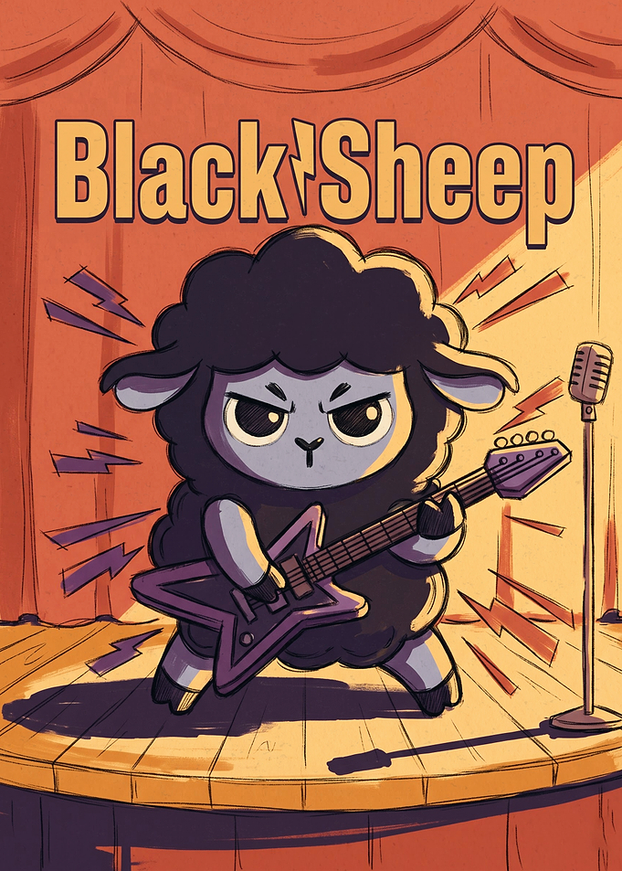 Black Sheep Rock Star Illustration
