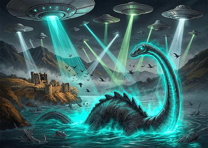 UFOs Abducting Loch Ness Monster