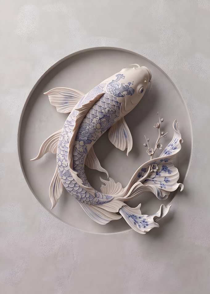 Porcelain Koi Fish Wall Art
