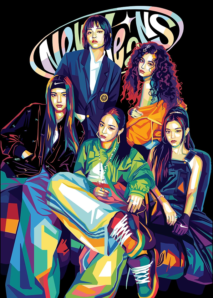 NewJeans K-Pop Group Pop Art Portrait