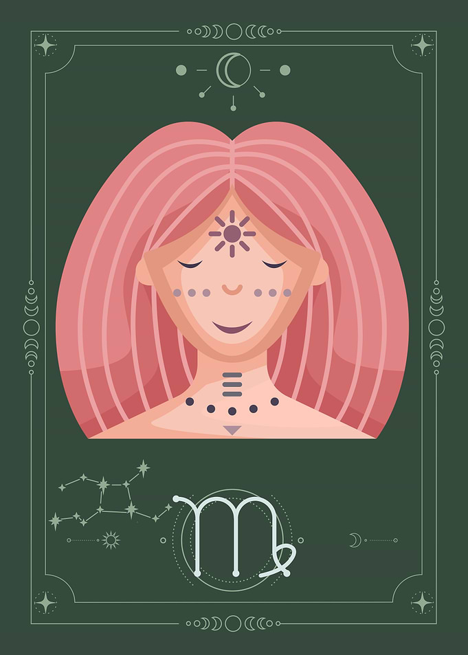 Virgo Zodiac Sign Astrology Illustration