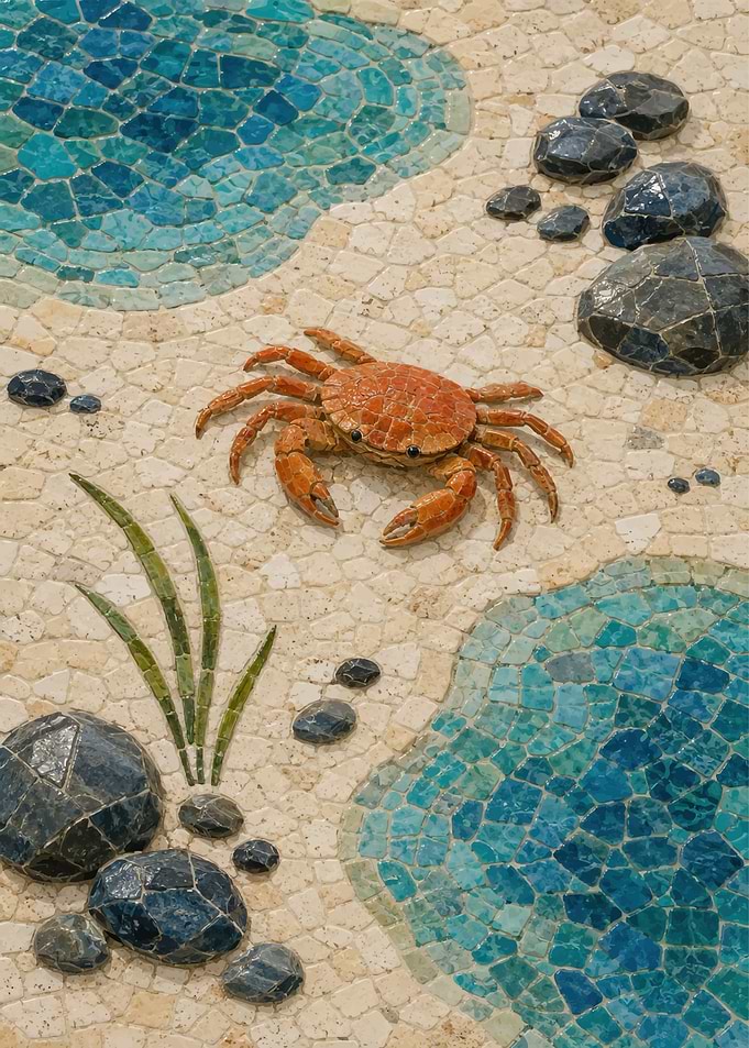 Coastal Crab Mosaic Art