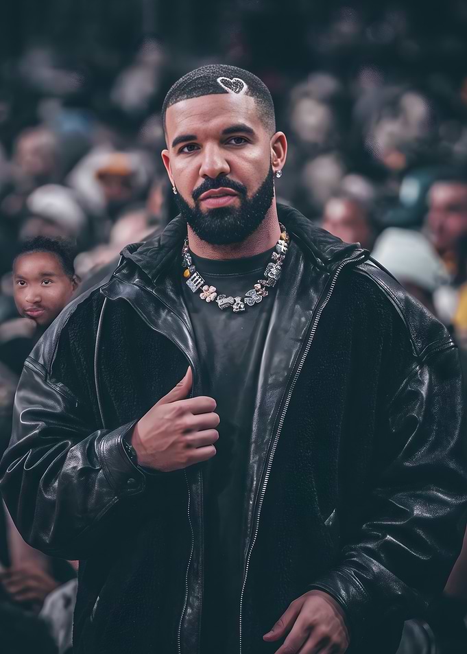 Drake with Heart Haircut