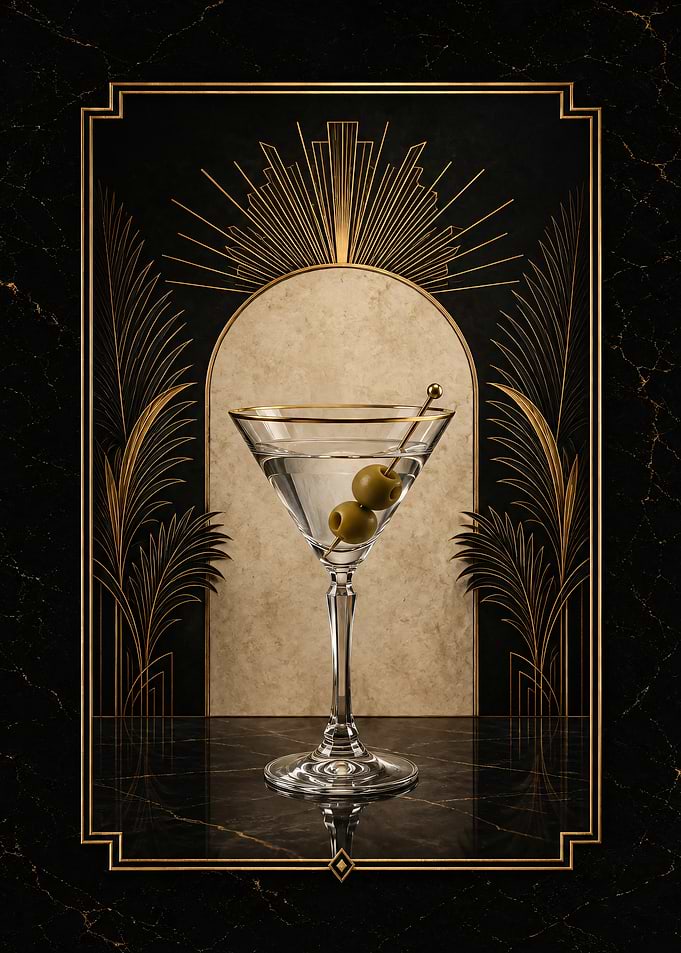 Art Deco Martini Cocktail Poster