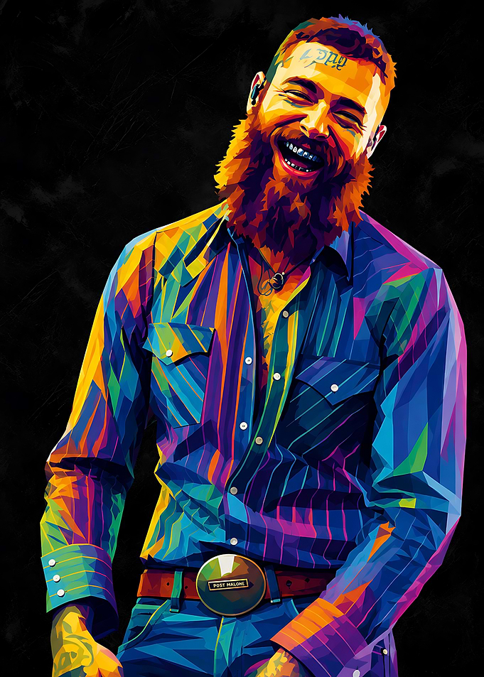 Post Malone Colorful Pop Art Portrait