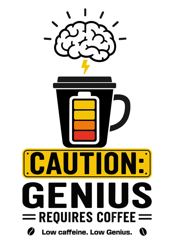 Caution Genius Requires Coffee Graphic