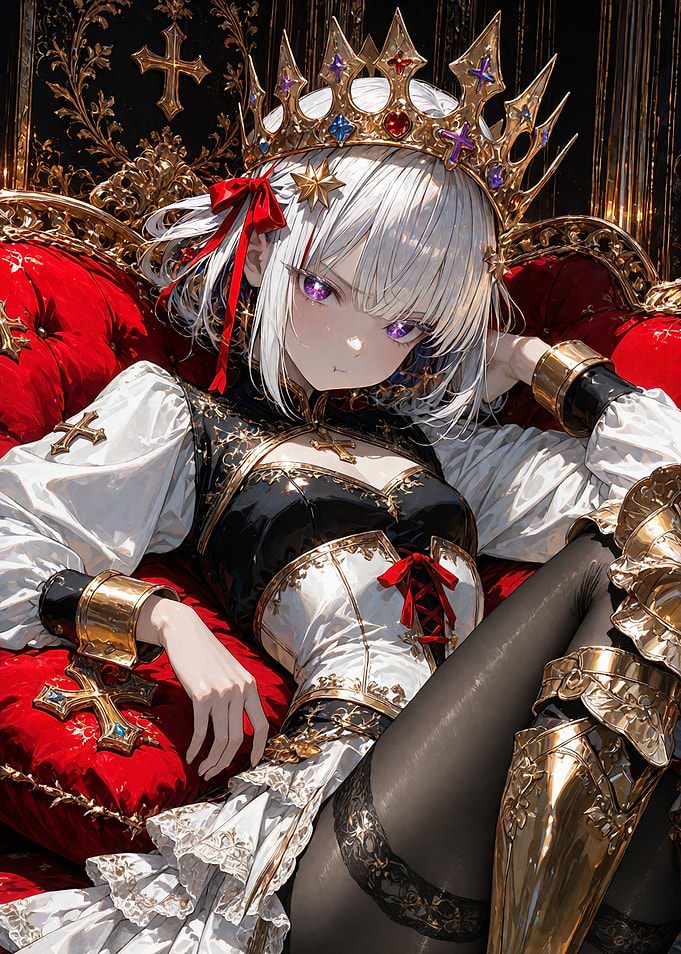 Anime Queen on Red Throne