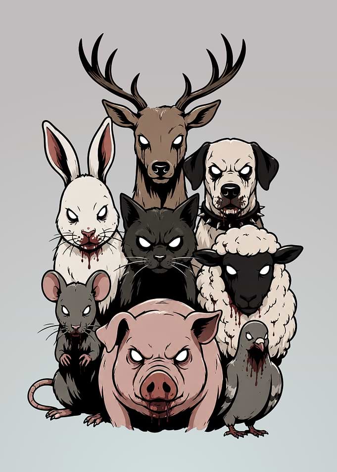 Group of Sinister Possessed Animals