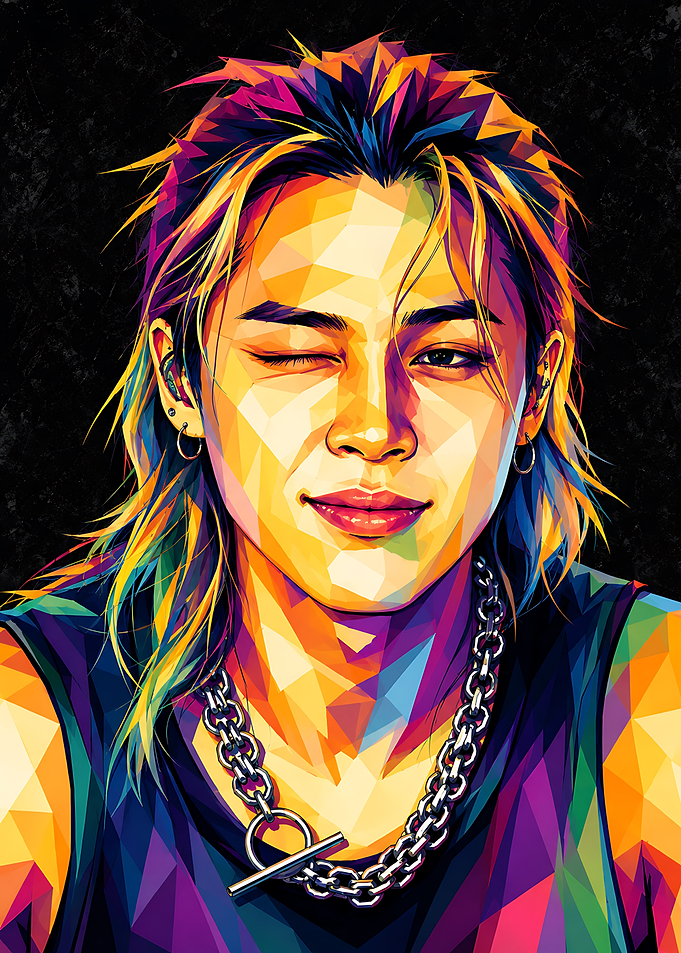 Colorful Low Poly Portrait of Jimin