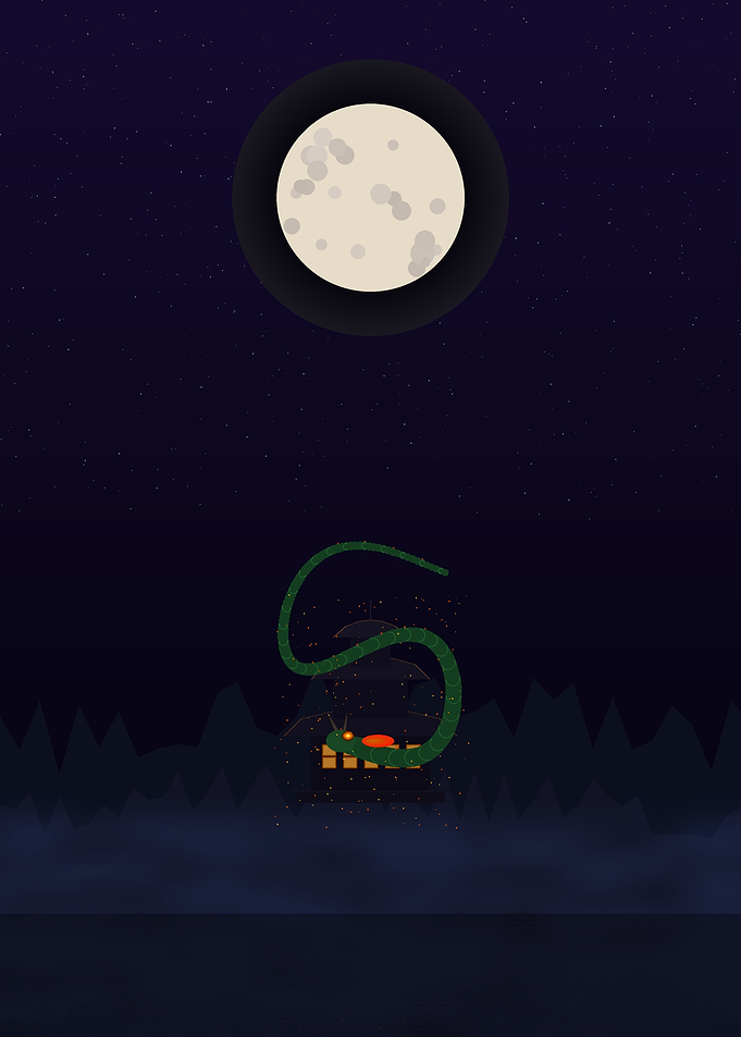 Dragon & Moonlit Temple