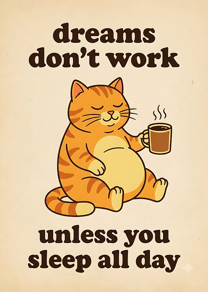 Funny Sleeping Cat Motivational Poster