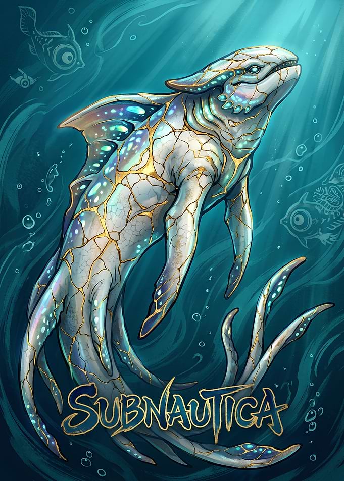 Subnautica Kintsugi Style Sea Creature Art